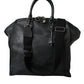 Black Washed Calfskin Biker Style Shopper Bag