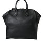 Black Washed Calfskin Biker Style Shopper Bag