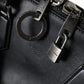 Black Washed Calfskin Biker Style Shopper Bag