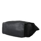 Black Washed Calfskin Biker Style Shopper Bag