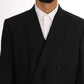 Elegant Black Wool Three-Piece Suit