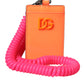 Orange Pink Leather DG Logo Neck Strap Card Holder Wallet