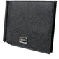 Black Leather Bifold Logo Plaque Card Holder Wallet
