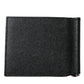 Black Leather Bifold Logo Plaque Card Holder Wallet