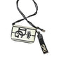 White Black Stripe Crown Logo Leather Card Holder Wallet