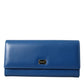 Blue Dauphine Leather Logo Plaque Continental Wallet