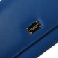 Blue Dauphine Leather Logo Plaque Continental Wallet