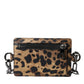 Brown Leather Leopard Print Logo Plaque Cardholder Wallet