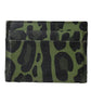 Green Black Leopard Logo Plaque Card Holder Wallet
