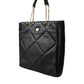 Black Leather JUNGLE Quilted Shopping Tote Bag