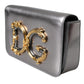 Metallic Silver Leather DG Girls Napa Shoulder Bag