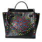 Black SICILY Leather LED Top Handle Shoulder Bag