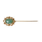 Gold Tone Brass Oval Gem Stone Men Pin Brooch