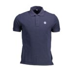 Blue Cotton Men Polo Shirt