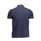 Blue Cotton Men Polo Shirt