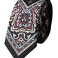 Black Printed 100% Silk Adjustable Men Tie