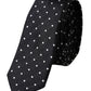 Black Polka Dot Silk Skinny Adjustable Men Tie