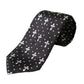 Black White Cross Silk Adjustable Tie