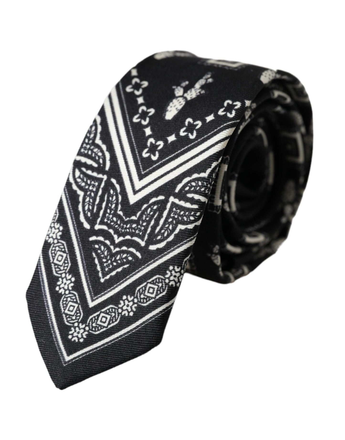 Black Patterned 100%Silk Adjustable Tie