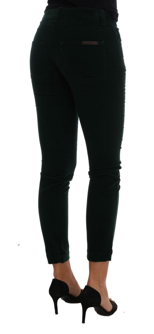 Chic Green Slim Fit Italian Jeans