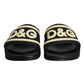 Black Rubber Sandals Slides Beachwear Shoes