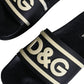 Black Rubber Sandals Slides Beachwear Shoes