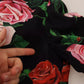 Black Floral Print Silk Long Maxi Gown Dress