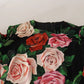 Black Floral Print Silk Long Maxi Gown Dress