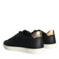 Black Leather Portofino Low Top Sneakers Shoes
