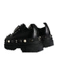 Black Trekking Studded Derby Sneakers Shoes