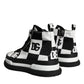 Black White Checkered High Top Sneakers Shoes