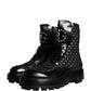 Black Quilted Crystal DG Logo Men Boots Shoes