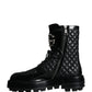 Black Quilted Crystal DG Logo Men Boots Shoes