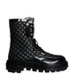 Black Quilted Crystal DG Logo Men Boots Shoes