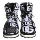 Black Logo Nylon Padded Mid Calf Boots Shoes