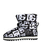 Black Logo Nylon Padded Mid Calf Boots Shoes