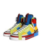 Multicolor Leather High Top Sneakers Shoes
