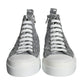 Silver White Sequined High Top Sneakers Shoes