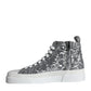 Silver White Sequined High Top Sneakers Shoes