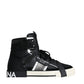 Black White Lace Up High Top Sneakers Shoes
