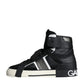 Black White Lace Up High Top Sneakers Shoes