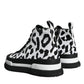 Black White Leopard High Top Sneaker Shoes