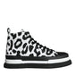 Black White Leopard High Top Sneaker Shoes