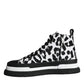 Black White Leopard High Top Sneaker Shoes