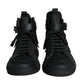 Black Leather High Top Logo Sneakers Shoes