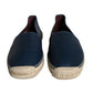 Blue Leather Leather Espadrille Flats Shoes