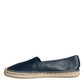 Blue Leather Leather Espadrille Flats Shoes