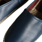 Blue Leather Leather Espadrille Flats Shoes