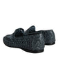 Blue Woven Leather Slip On Loafers Men Shoes