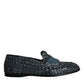 Blue Woven Leather Slip On Loafers Men Shoes